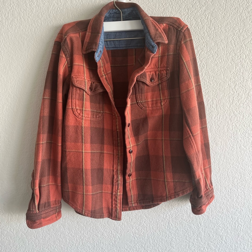 Outerknown Blanket Shirt Orange Plaid | Like New | Size XS/S